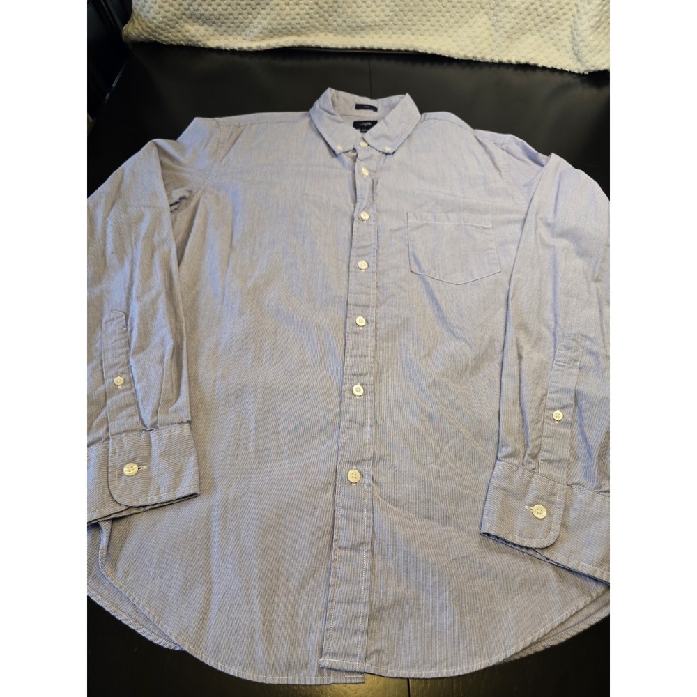 J.Crew Men's‎ Large Slim Fit Button-Down Shirt in a blue and white micro-stripe